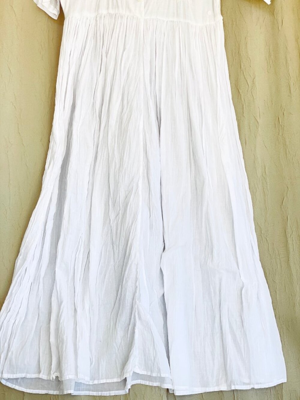 Rosey Tomato Small White Embroidered Crinkle Cotton Short Sleeve Boho Midi Dress - Picture 3 of 8